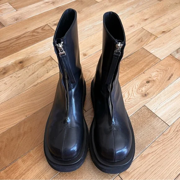 Jeffrey Campbell Womens Noah Black Zip Front Boots Grunge Festival Size 8.5 - Picture 2 of 11